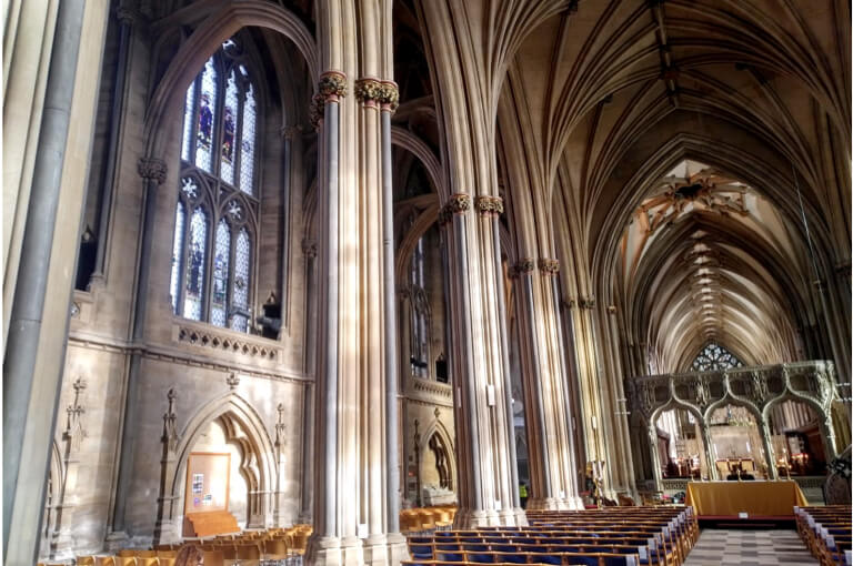 The equisite interior of Bristol Cathedral
